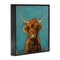 Stupell Industries Highland Cow on Blue Framed Giclee Wall Art Design by LSR Design Studio